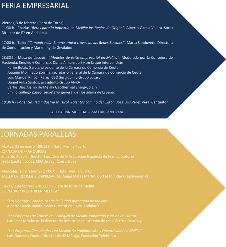 Agenda I feria Empresarial de Melilla 2023